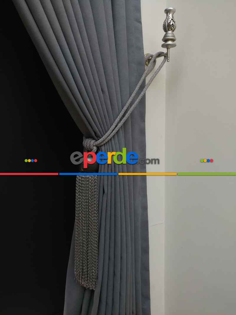 Gri Düz Renk Dökümlü Fon Perde (150)- Gri