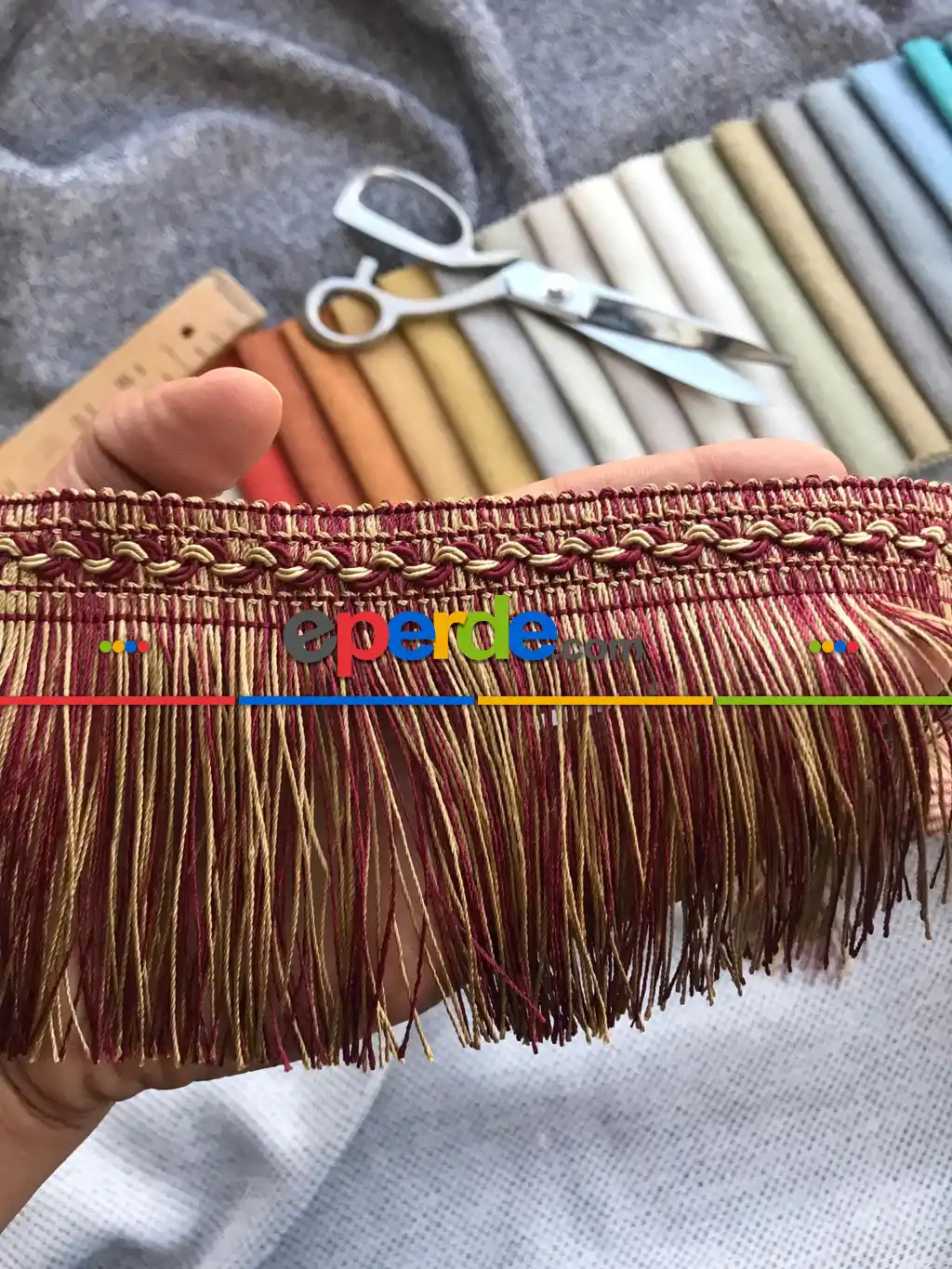 Trend Düz Saçak Serisi Ss-109- Krem-bordo
