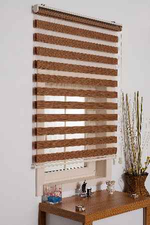 Mutfak Zebra Perde Düz Seri- Kahverengi