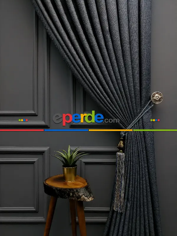 Gerçek Hasır Dokuma Salon Fon Perdesi 2021 Elite Series- Füme-mavi Grimsi