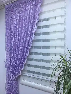 Açık Lila Rengi Desenli Tül Fon Perde Tek Sol Kanat Fon(çift Kanat Değildir.)- Lila Açık Lila
