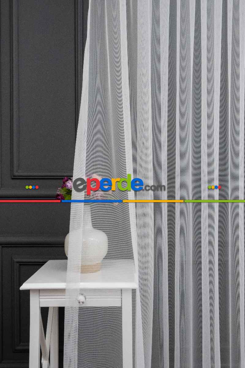 Salon - Grek Düz Tül Ekru Renk - İtinalı Dikiş Garantisi