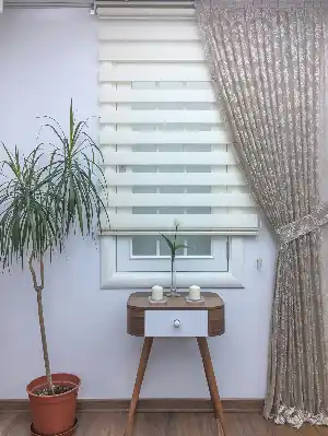 Dantel Damask Desen Tül Fon Perde - Bej- Bej