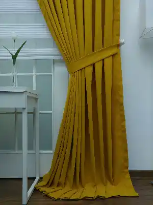 Hardal Sarısı Düz Fon Perde- Hardal Sarısı 130cm X 270cm 
