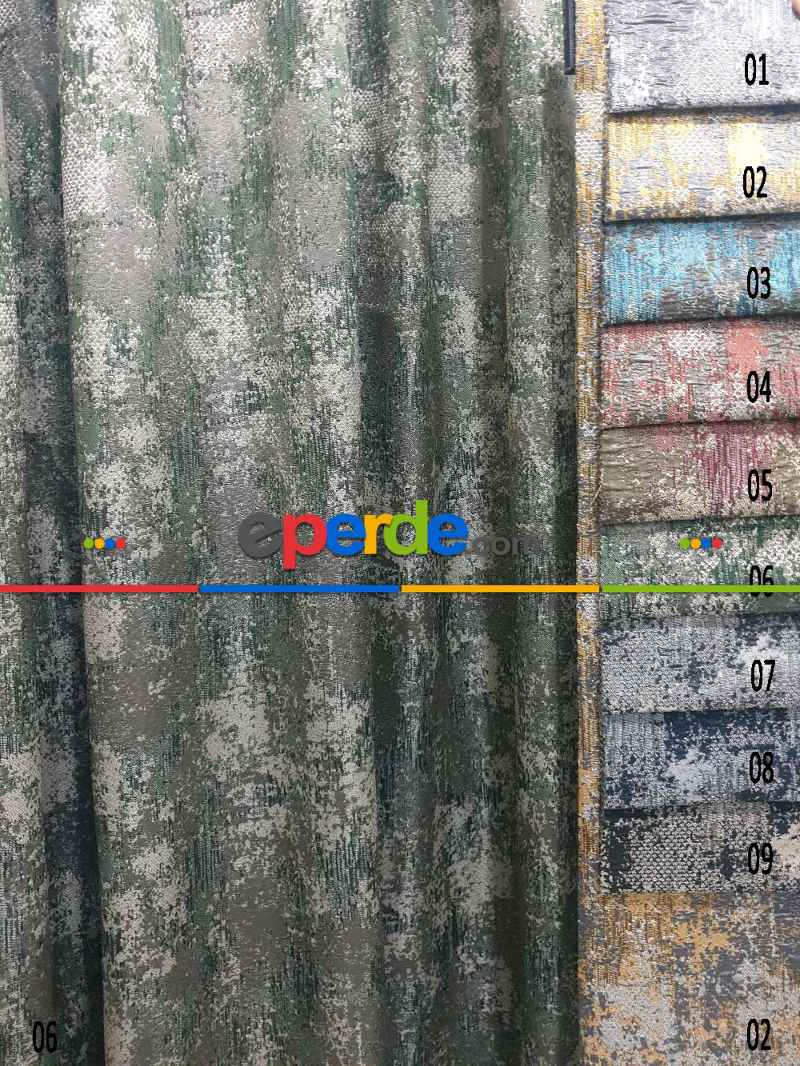 Geniş Enli Jakarlı Dokuma Salon Yatak Odası Lüks Perdeler 9 Renkli -yeşil Gri Hardal