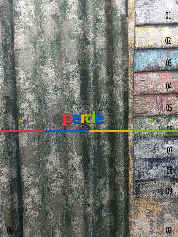 Yatak Odası - Geniş Enli Jakarlı Dokuma Salon Yatak Odası Lüks Perdeler 9 Renkli -yeşil Gri Hardal