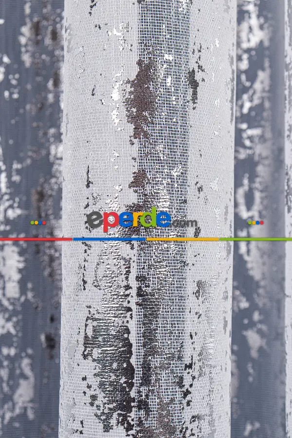 Salon Tül - Empoli Dijital Baskılı Tül Perde Ekru-gümüş