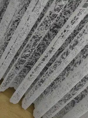Ekru Rengi Sarmaşık Desenli Tül Perde- Ekru