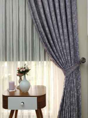 Patinedesenli Lila Koyu Renk Jakar Desenli Fon Perde- Lila Koyu Lila