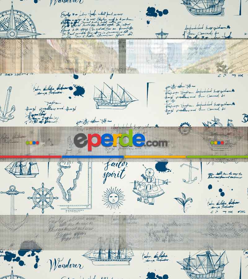 Denizci Desen Baskılı Zebra Perde- Lacivert-mavi-beyaz