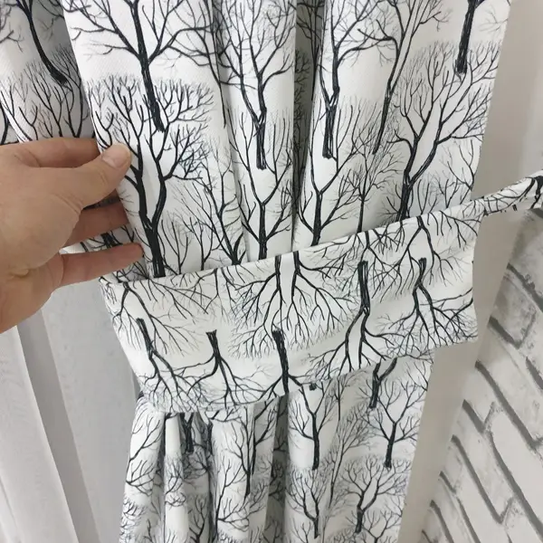 Salon Fon Perde Baskılı- Siyah