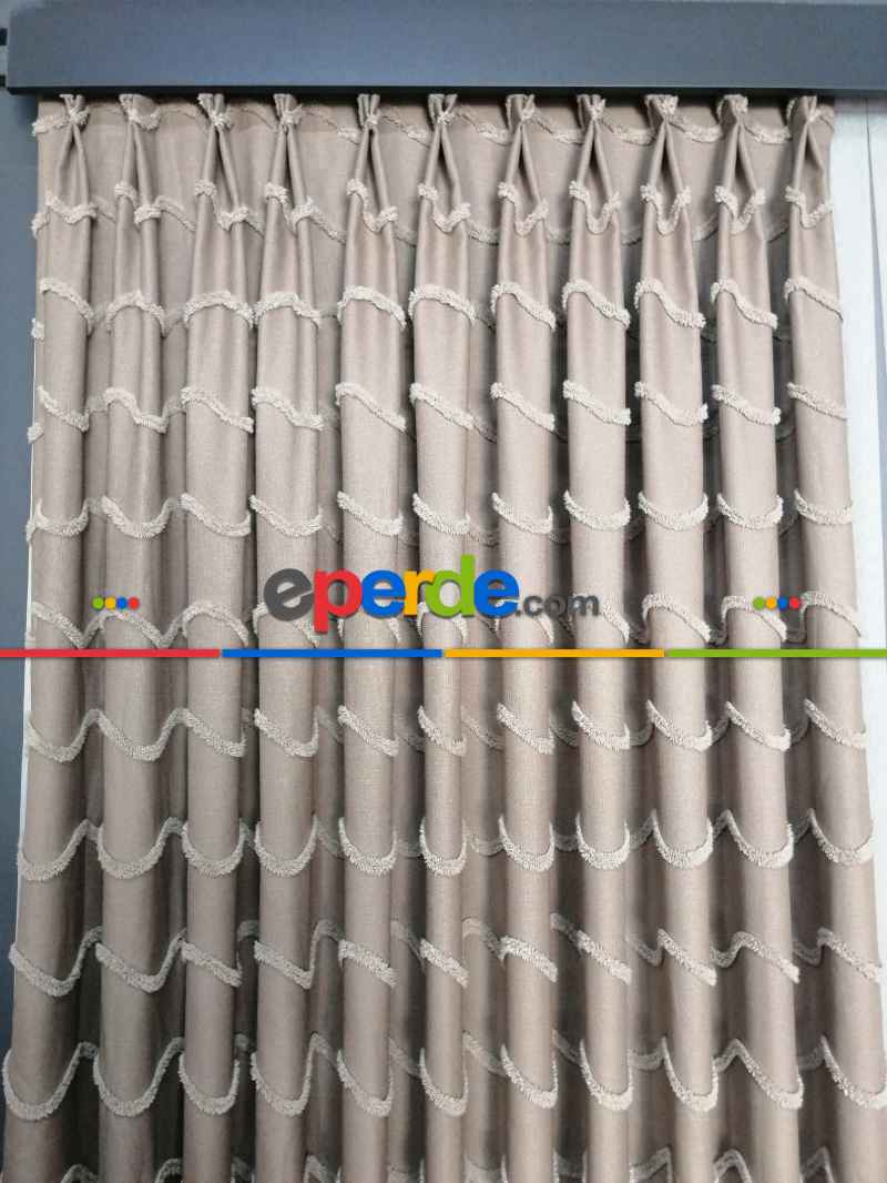 Sultan Desenli Keten Fon Perde - Antrasit