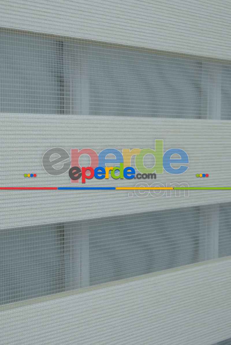 New Krem Düz Bambu Zebra Perde- Krem Açık