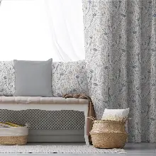 Oturma Odası Fon Perde Evim1598 Kumaşı Kalındır Duck Bezi Değildir- Mavi-beyaz
