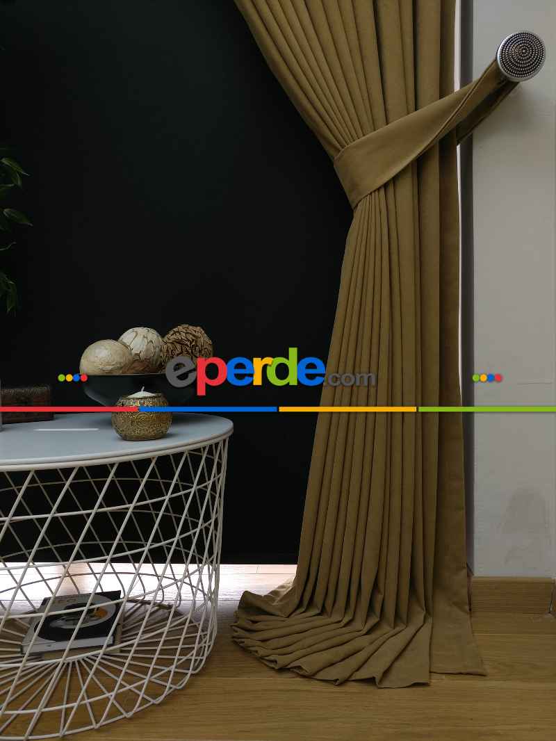 Düz Renk Dökümlü Fon Perde (150)- Haki