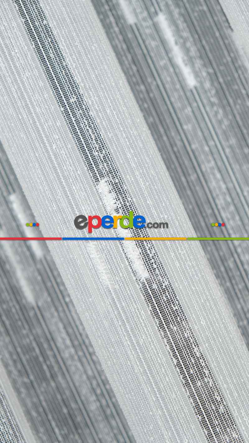 Ekru Şantuk Çizgili Tül Perde Tüğ