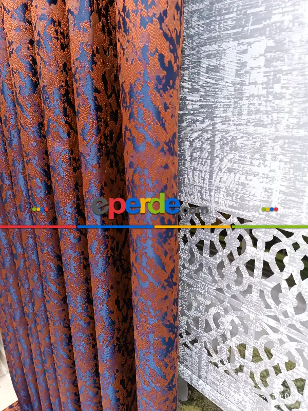 Yatak Odası - 2023 Elit Modern Desenli Fosforlu İplik Dokuma Fon Perde - 2