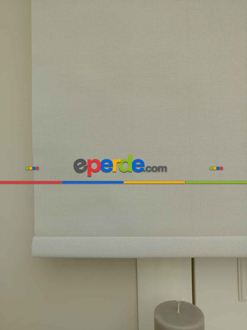 Oturma Odası Stor Perde - Stor Perde Sun Screen (pvc Kaplama) Kalın Dokulu- Krem Koyu