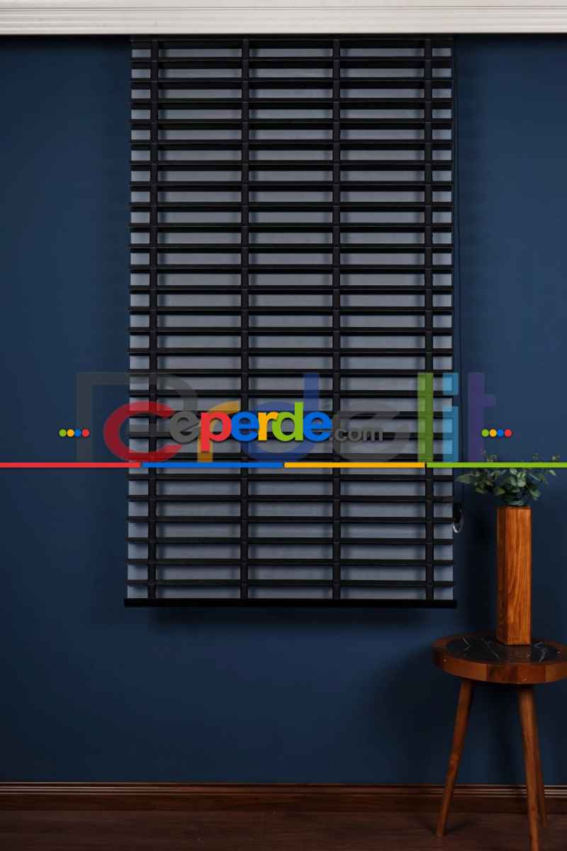 Siyah 50mm Silüet Kumaş Jaluzi Perde