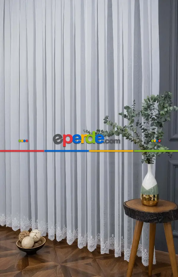 Arne Desen Etek İşlemeli Sade Düz Yeni Desen Tasarım Tül Perde