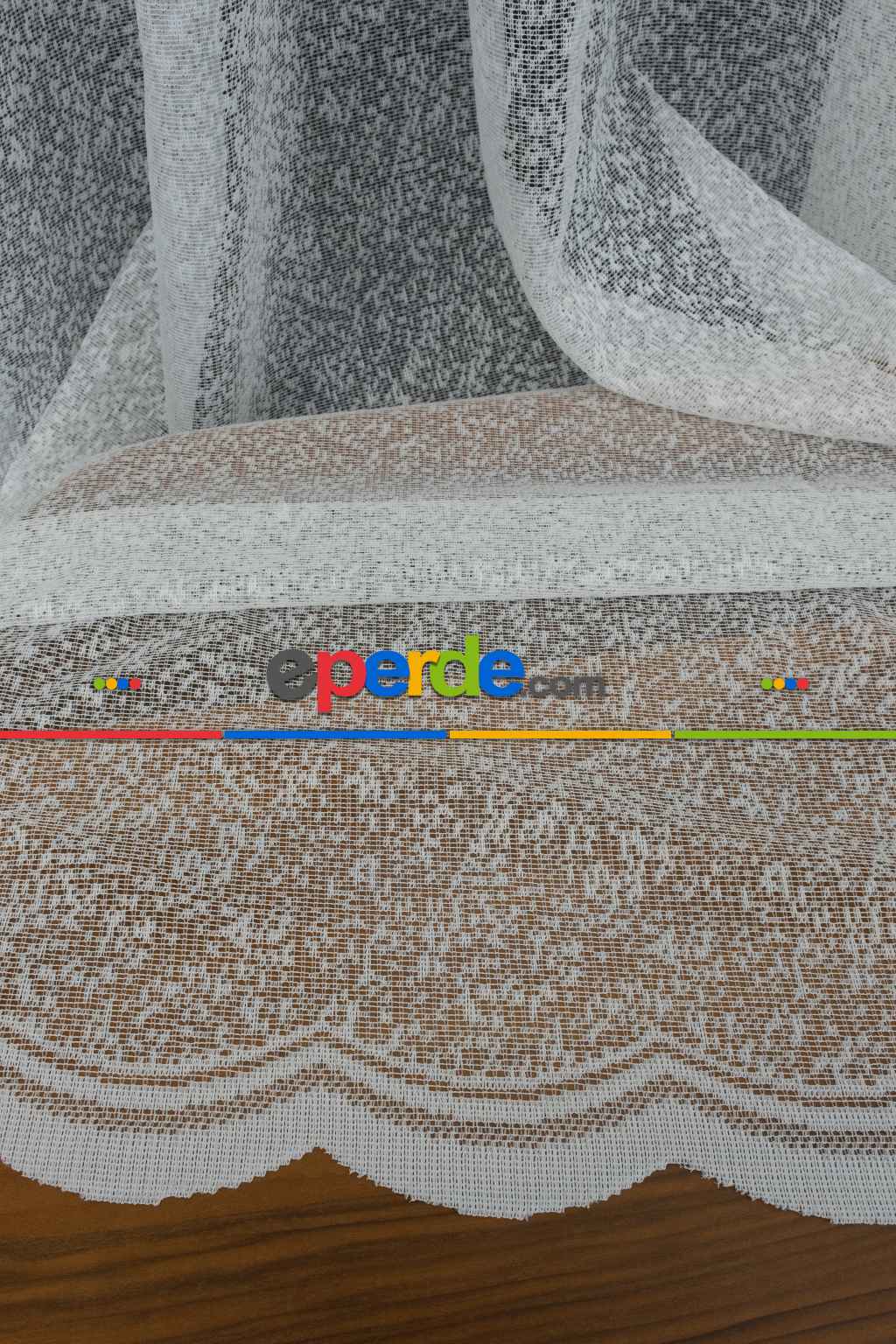 Salon Fransız Dantel Tül - Buzlu Zemin - Ütü İstemez- Ekru