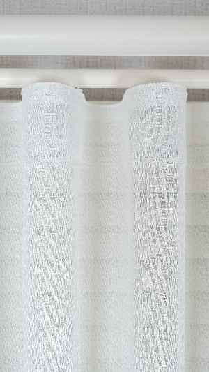 Ekru Enine Bantlı Çizgili Tül Perde, Ağır Gramajlı Premium Seri