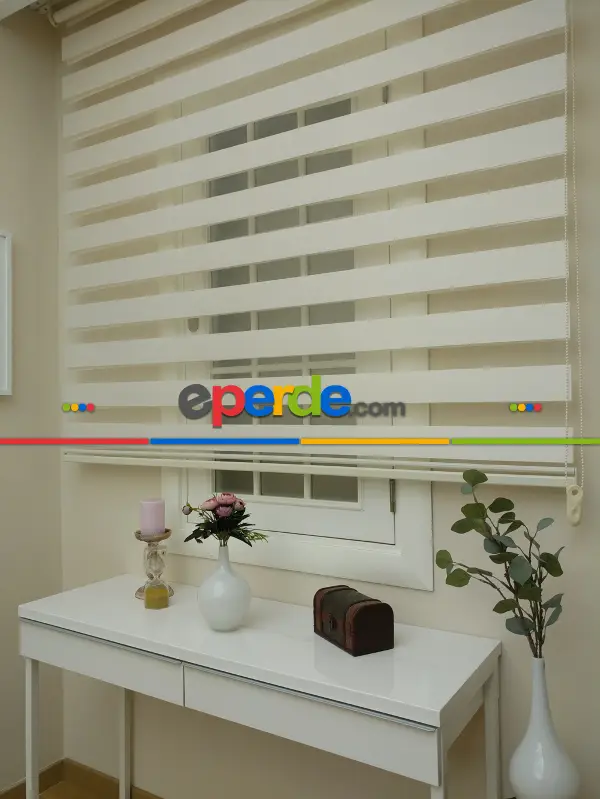 Zebra Perde -bambu Düz Zebra Perde- Krem