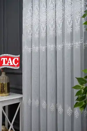 Taç Bohre Exculusive Damask Salon Tül Ütü İstemez Perde