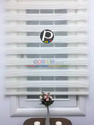 Plise Zebra Perde - Krem- Krem