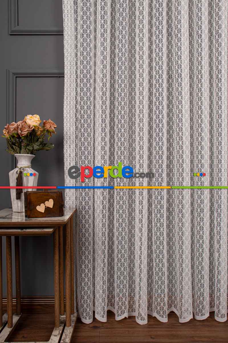 Mutfak Karo Desen Örme Tül Perde 1139