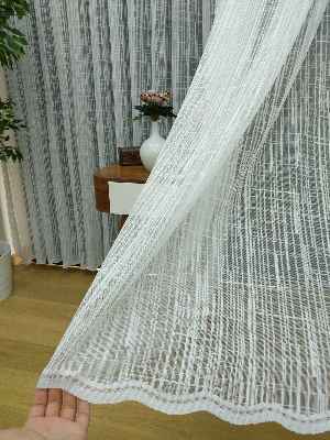 Mutfak Tül Perde Spor Desen - Ütü İstemez- Ekru