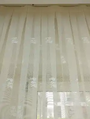 Etek Ucu Yoğun Desenli Çiçek Dantel Tül Perde - Ekru