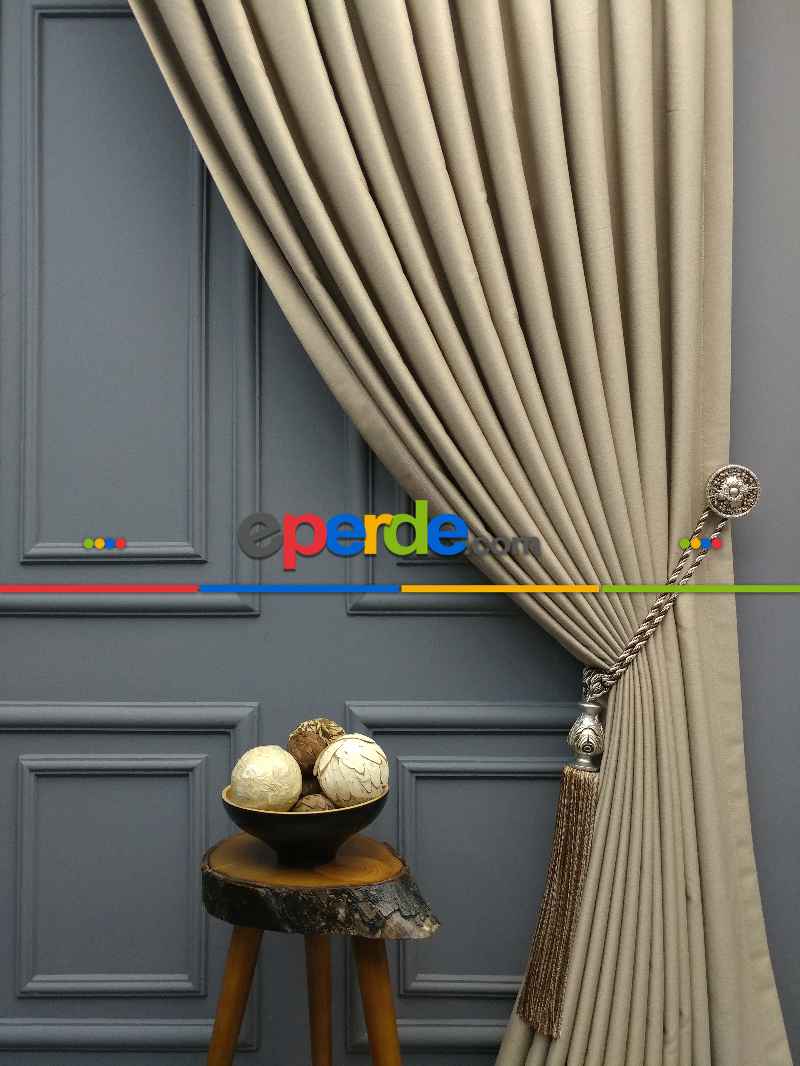 Modern Keten Görünümlü Işık Geçirmez Karatma Fon Perde 204 Ikon- Açık Vizon Rengi-açık Vizon