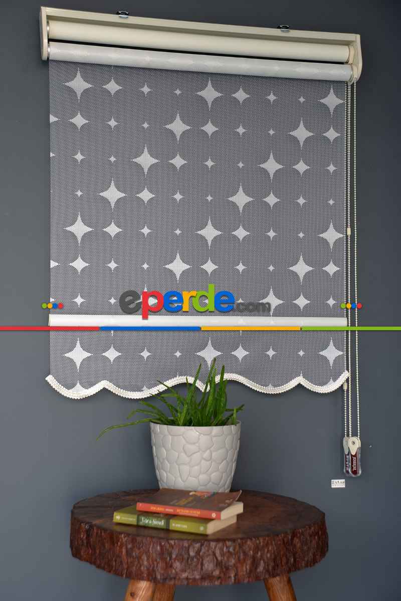 Halim Perdesan Dacuz-201 Beyaz Renk Etekli Veya Eteksiz Çift Mekanizmalı Tül Stor Perde