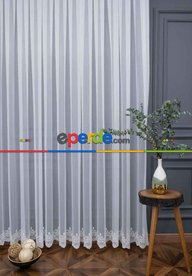 Arne Desen Etek İşlemeli Sade Düz Yeni Desen Tasarım Tül Perde