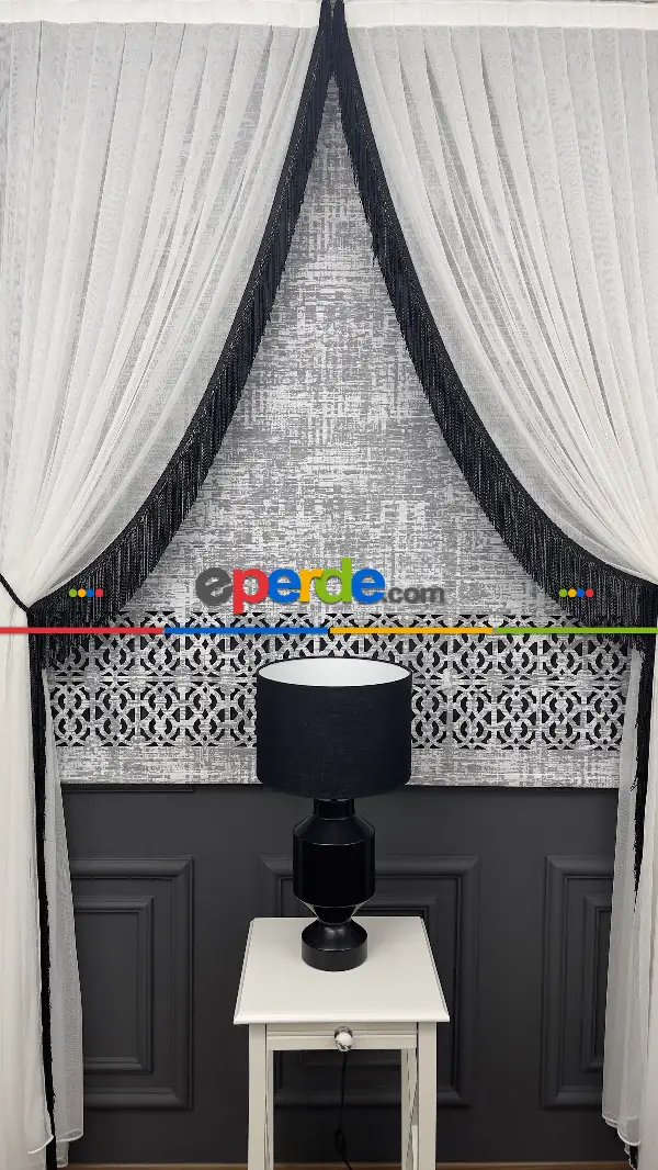 Salon Premium Kalite Lazerkesim Desenli Stor Perde-2023