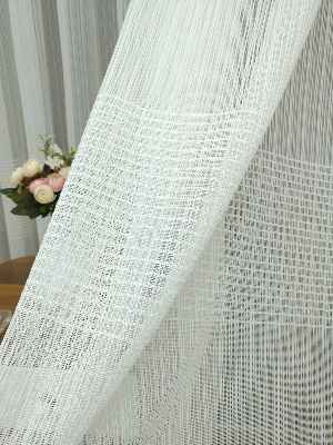 Enine Çizgili Tül Perde- Ekru - Kurşunlu Tül