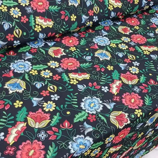 Mavi-pembe Çiçek Desenli Fon Perde Evm629 Kumaşı Kalındır Duck Bezi Değildir- Siyah-Yeşil-Mavi-Pembe