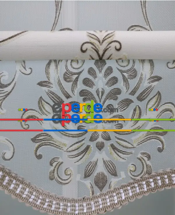 Mutfak Tül Stor Perde - Çiftli Sistem- Kahve