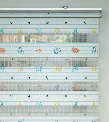 Bebek Odası Zebra Perde - Denizci Desen Baskılı Zebra Perde- Çok Renkli