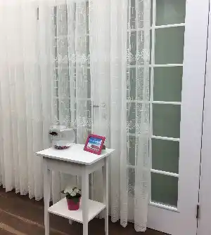 Arası Ve Eteği Damask Desenli - Orta Klasik Desenli Ütü İstemez Tül Perde