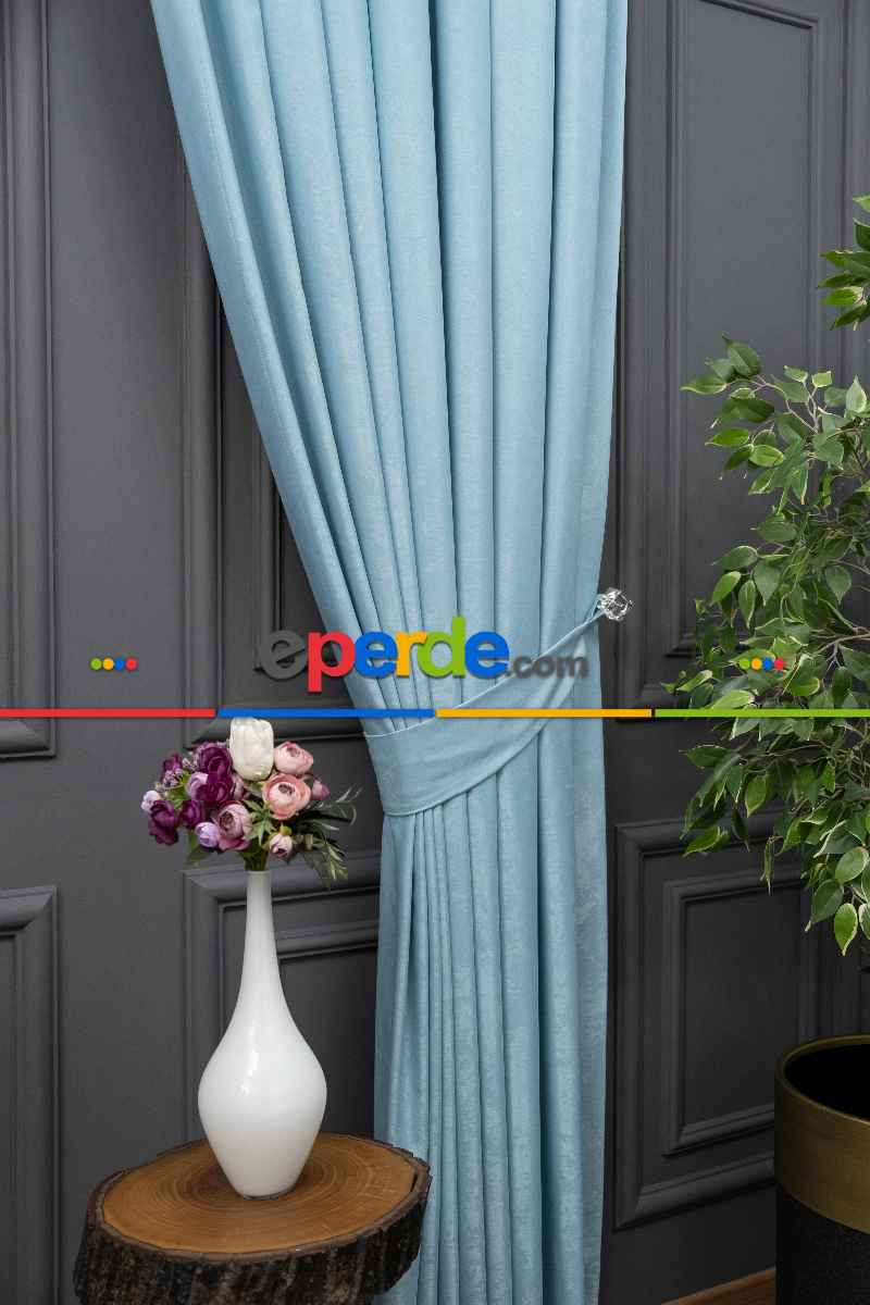 Salon - Soft Fon Perde Mint Yeşili Dökümlü En - Mint