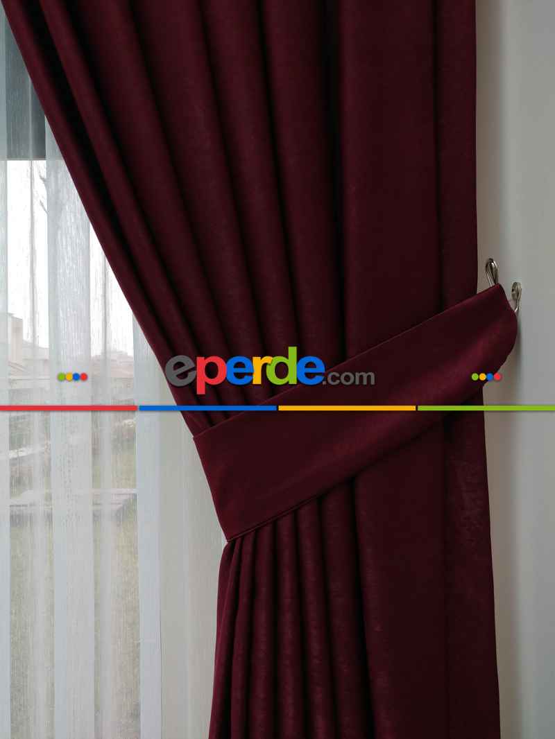 Soft Bordo Fon Perde Geniş En (285)- Bordo