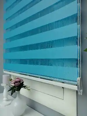 Perle Home Düz Mavi Zebra Perde