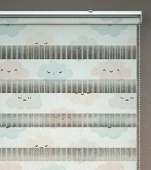 Bulut Desenli Baskılı Zebra Perde- Çok Renkli