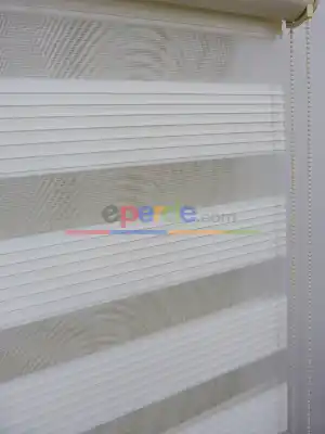 80x200 Hazır Ekru Dar Plise Zebra Perde-436- Krem Açık