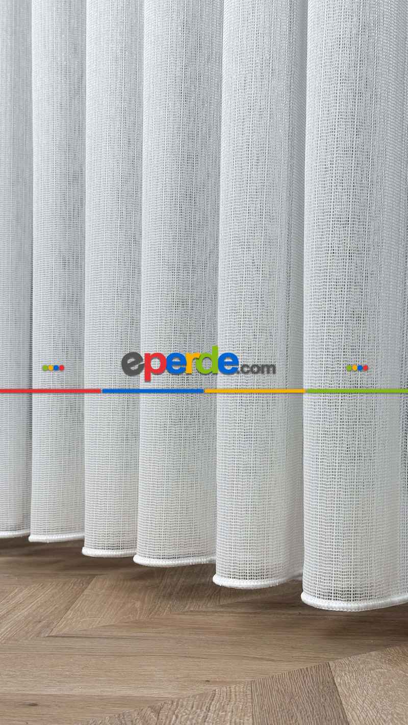 Brillant Ekru Hafif Simli File Tül Perde