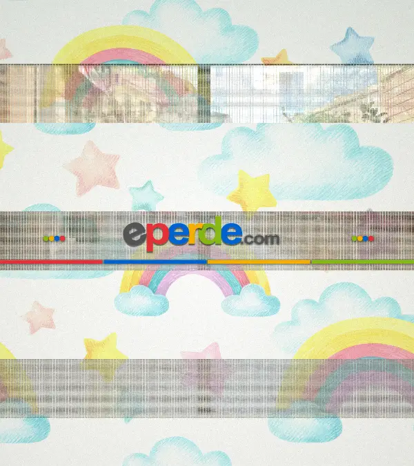 Yıldız Desenli Baskılı Zebra Perde- Çok Renkli