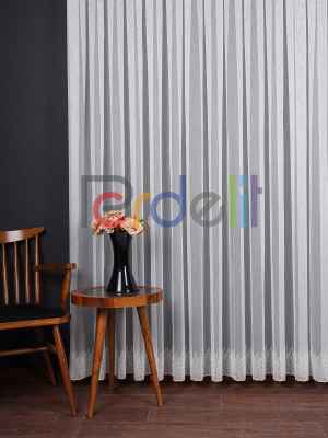 Etek Ucu Nakış İşlemeli Tül Perde