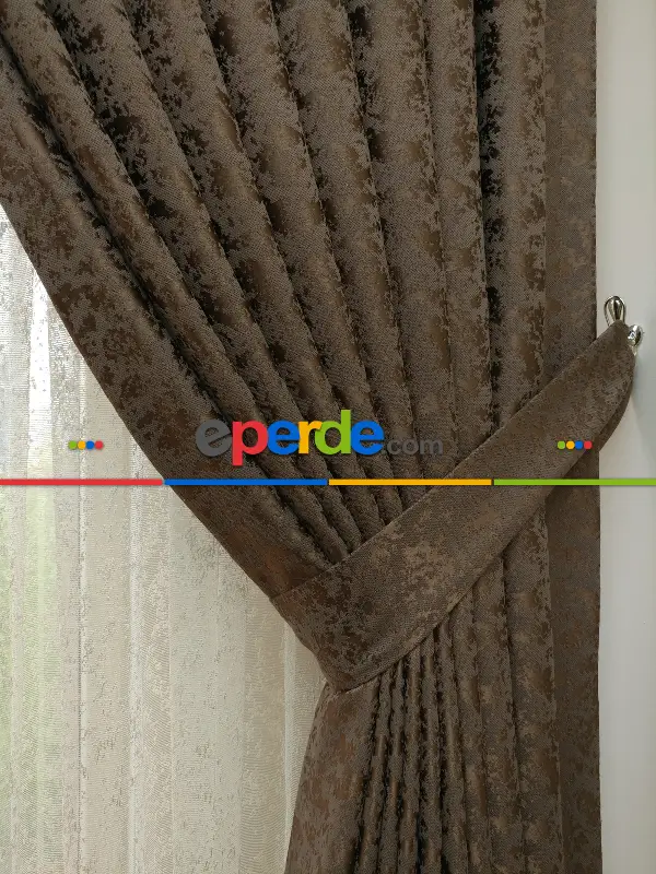 Açık Kahve Duz Jakar Fon Perde (150)- Kahve Açık